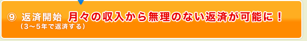 返済開始（3～5年で返済する） - 月々の収入から無理のない返済が可能に！
